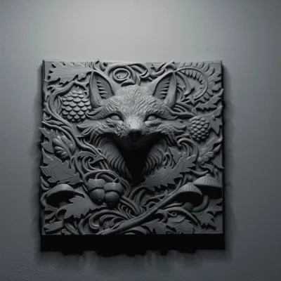 Mô hình 3D Phù điêu hình cáo The Fox Relief trang trí tường nhà
