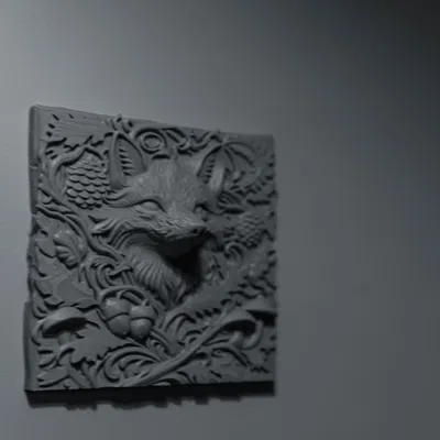 Mô hình 3D Phù điêu hình cáo The Fox Relief trang trí tường nhà