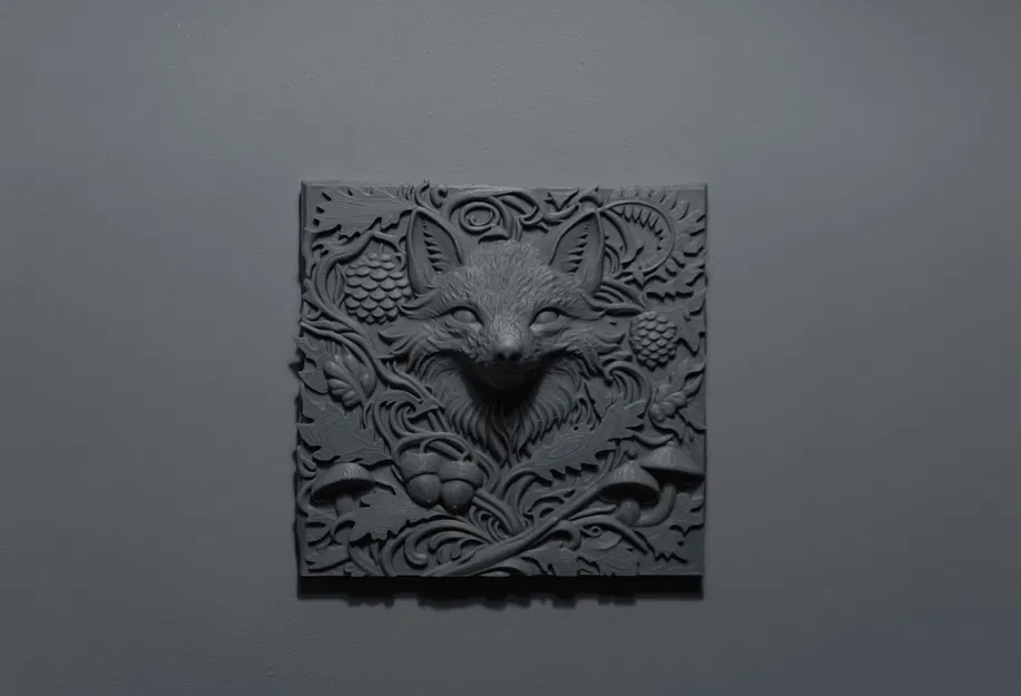 Mô hình 3D Phù điêu hình cáo The Fox Relief trang trí tường nhà - Image 3