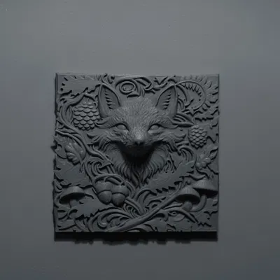 Mô hình 3D Phù điêu hình cáo The Fox Relief trang trí tường nhà