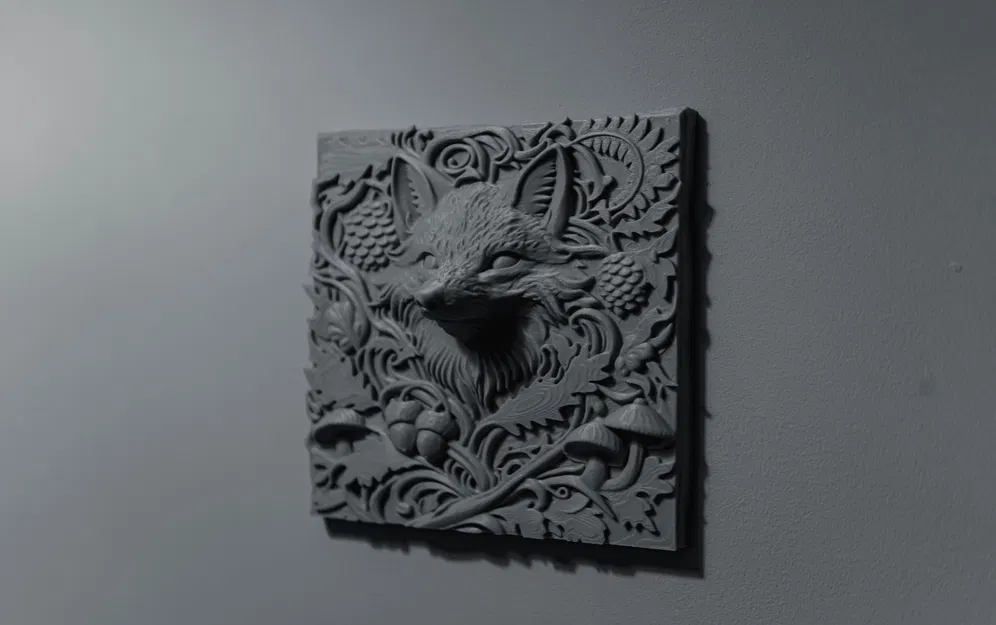 Mô hình 3D Phù điêu hình cáo The Fox Relief trang trí tường nhà - Image 8