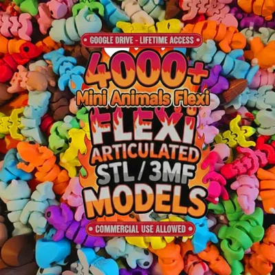 Combo 4000+ Flexi Mini Animals (STL & 3MF) | Mô hình 3D khớp nối