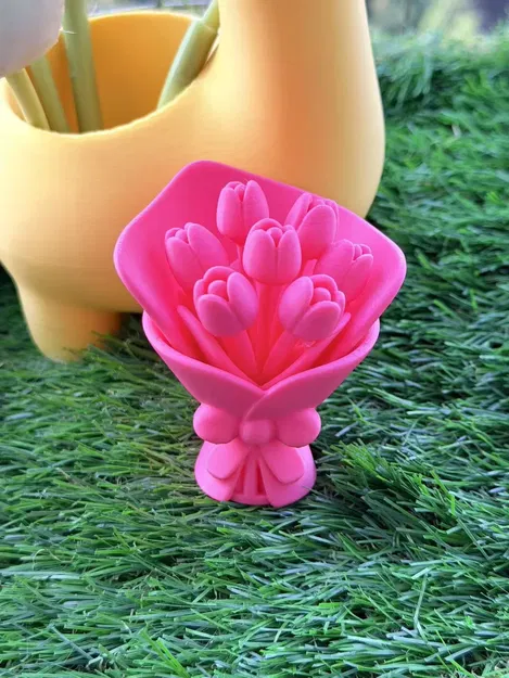 Mô hình bó hoa Tulip 3D dễ thương làm quà tặng trang trí - Image 2