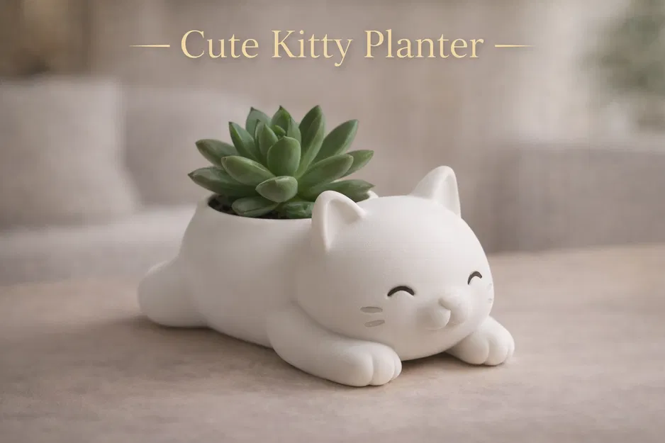 Chậu cây hình chú mèo nằm siêu đáng yêu cho sen đá, xương rồng - Image 1