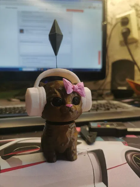 Mô hình mèo nhảy múa đeo tai nghe phong cách The Sims đáng yêu - Image 1