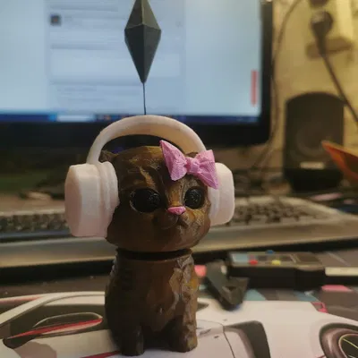 Mô hình mèo nhảy múa đeo tai nghe phong cách The Sims đáng yêu