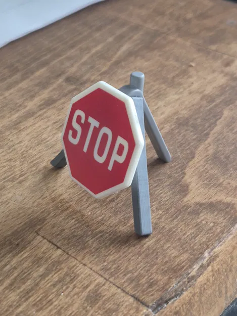 Giá đỡ biển báo công trường cho mô hình Playmobile (in 3D) - Image 1