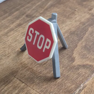 Giá đỡ biển báo công trường cho mô hình Playmobile (in 3D)