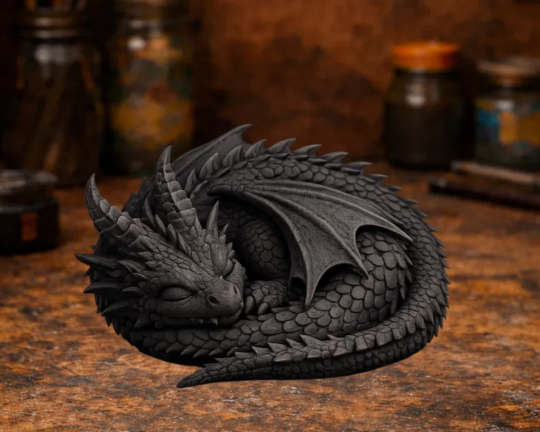 Tượng rồng đang ngủ (Sleeping Dragon) - Mô hình in 3D đầy mê hoặc - Image 1