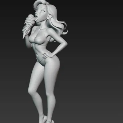Mô hình 3D cô gái xinh đẹp ăn kem - STL file cho sưu tầm