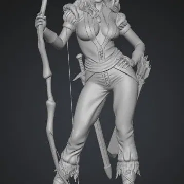 Mô hình 3D nữ cung thủ Elven Archer sắc nét dành cho người chơi