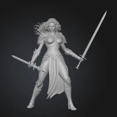 Mô hình 3D nữ chiến binh Warriorgirl of the Moonlit Arena sắc sảo