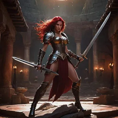 Mô hình 3D nữ chiến binh Warriorgirl of the Moonlit Arena sắc sảo
