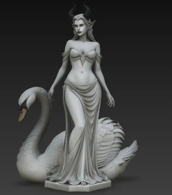 Mô hình 3D nữ quỷ và thiên nga - Tượng nghệ thuật đầy bí ẩn - Image 2
