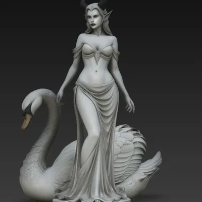 Mô hình 3D nữ quỷ và thiên nga - Tượng nghệ thuật đầy bí ẩn