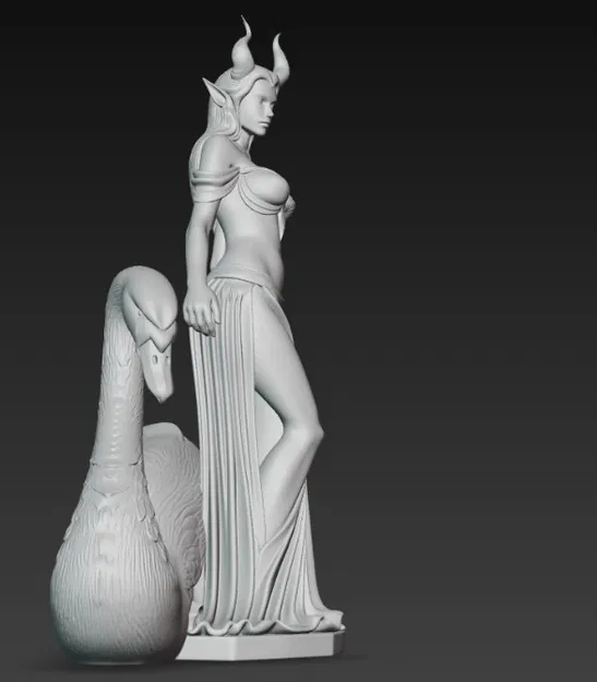 Mô hình 3D nữ quỷ và thiên nga - Tượng nghệ thuật đầy bí ẩn - Image 3