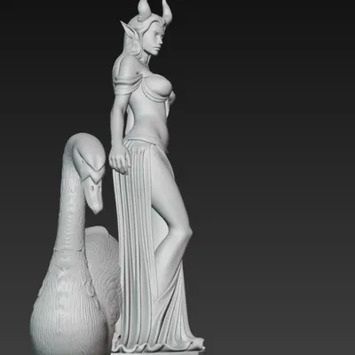 Mô hình 3D nữ quỷ và thiên nga - Tượng nghệ thuật đầy bí ẩn