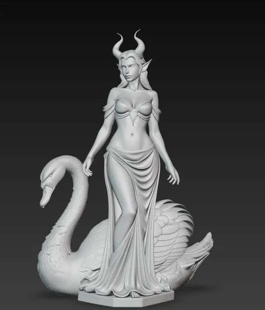 Mô hình 3D nữ quỷ và thiên nga - Tượng nghệ thuật đầy bí ẩn - Image 4