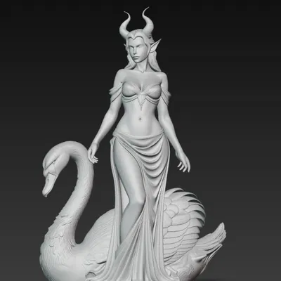 Mô hình 3D nữ quỷ và thiên nga - Tượng nghệ thuật đầy bí ẩn