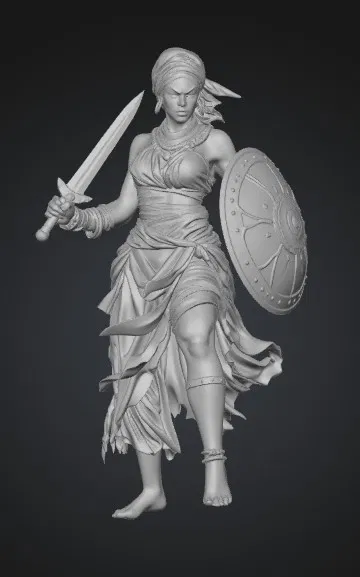 Mô hình 3D nữ chiến binh châu Phi (African Shieldmaiden) cực đẹp - Image 1