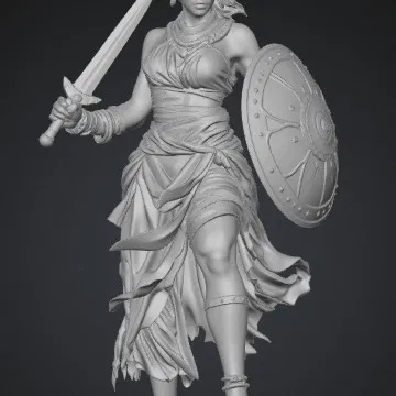 Mô hình 3D nữ chiến binh châu Phi (African Shieldmaiden) cực đẹp