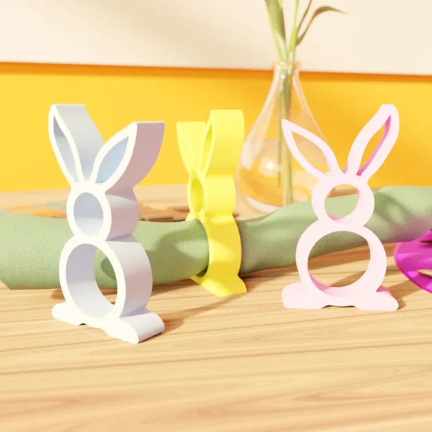 Vòng giữ khăn giấy hình chú thỏ trang trí Phục sinh - Image 4