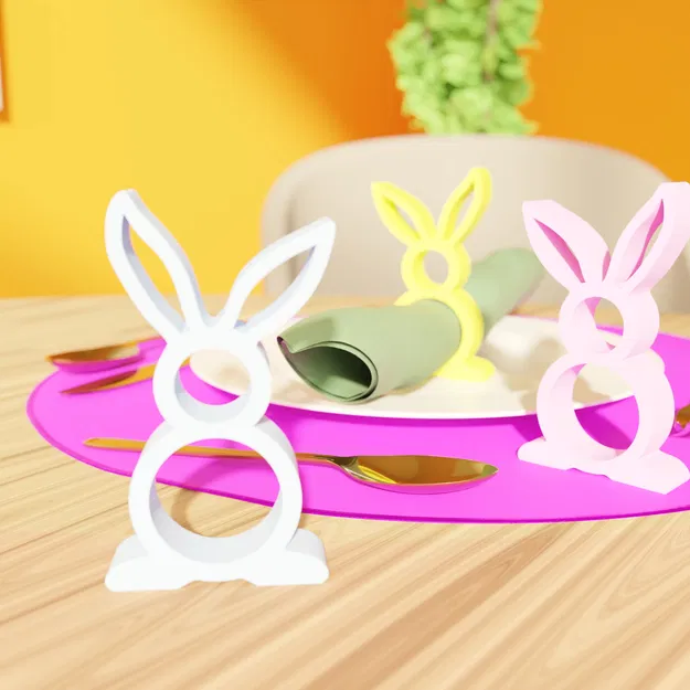 Vòng giữ khăn giấy hình chú thỏ trang trí Phục sinh - Image 5