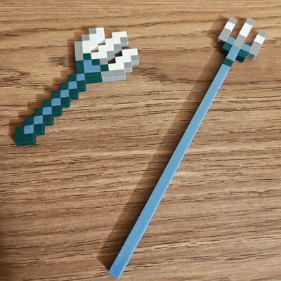Mô hình 3D Đinh ba Trident trong Minecraft
