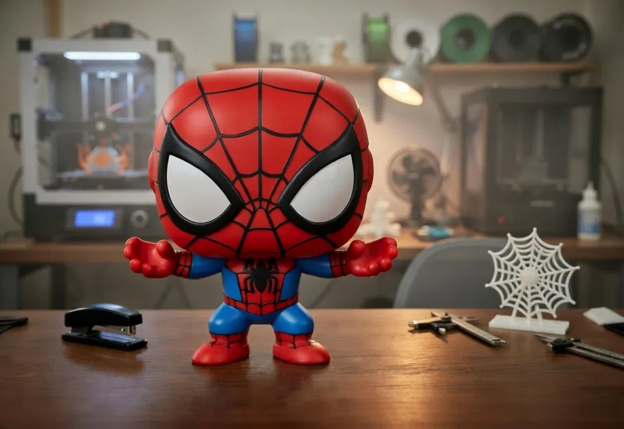 Mô hình Spider-Man phong cách Funko Pop (Hỗ trợ đa màu cho Bambu/Prusa MMU) - Image 1