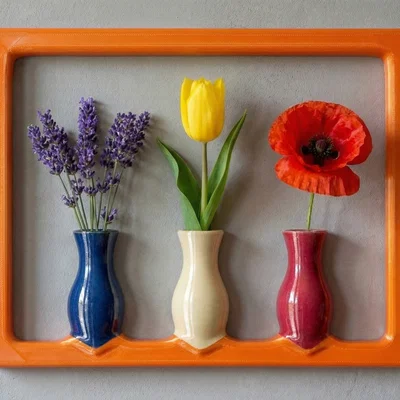 The Framed Flora: Bình Hoa Treo Tường Phong Cách Pop-Art (Đơn & Ba)