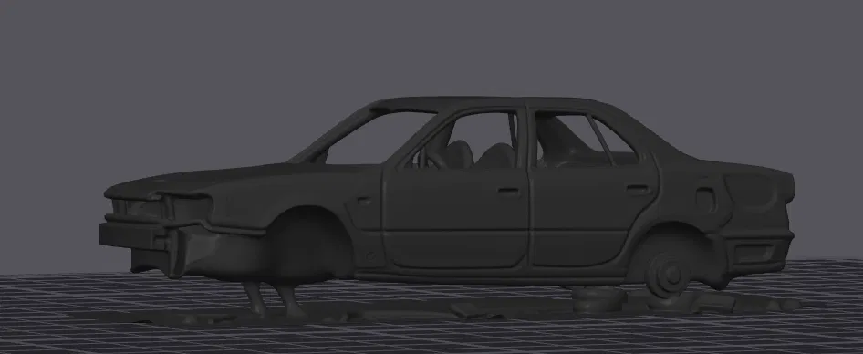 Mô hình xe ô tô cũ hư hỏng phong cách hậu tận thế (Wrecked Car) - Image 1