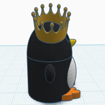 Móc khóa 3D Penguin King (Chim cánh cụt hoàng gia) đáng yêu