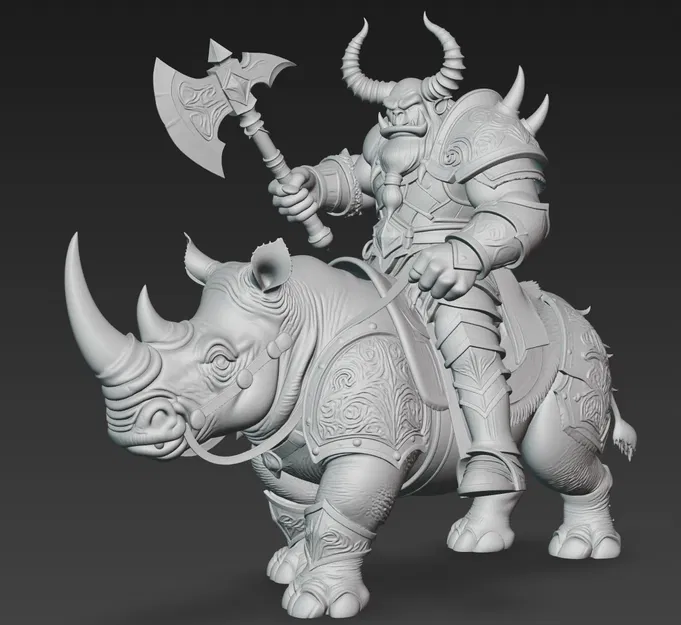 Mô hình Ogre chiến binh cưỡi tê giác in 3D chi tiết cực đẹp - Image 1