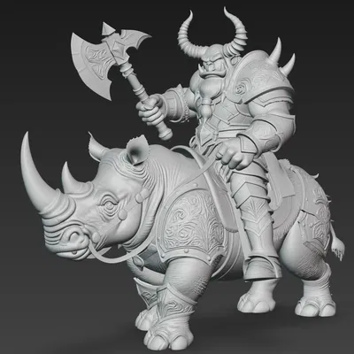 Mô hình Ogre chiến binh cưỡi tê giác in 3D chi tiết cực đẹp