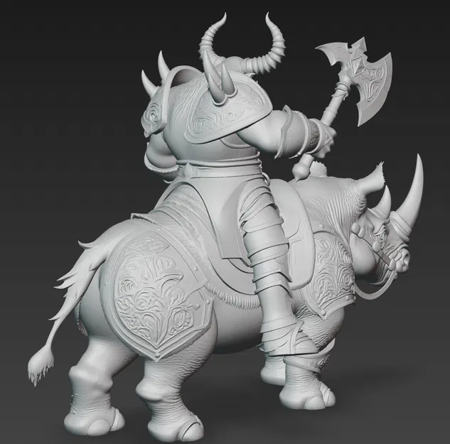 Mô hình Ogre chiến binh cưỡi tê giác in 3D chi tiết cực đẹp - Image 4