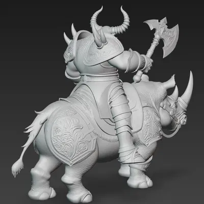 Mô hình Ogre chiến binh cưỡi tê giác in 3D chi tiết cực đẹp