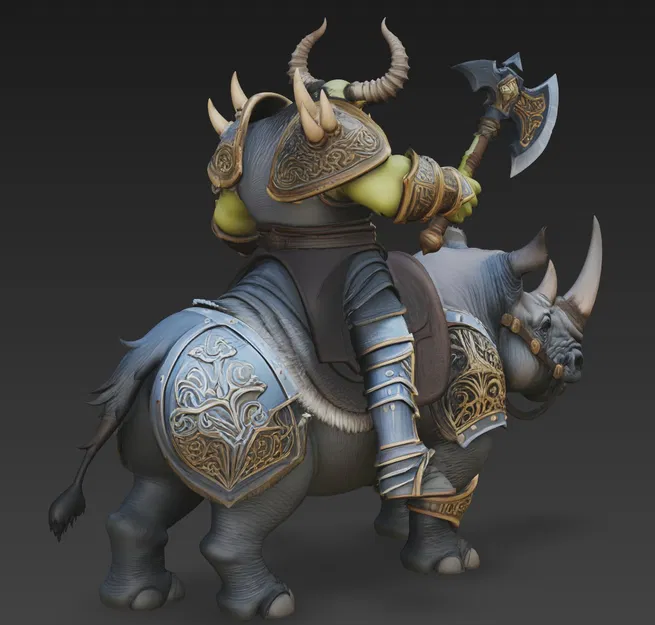 Mô hình Ogre chiến binh cưỡi tê giác in 3D chi tiết cực đẹp - Image 5