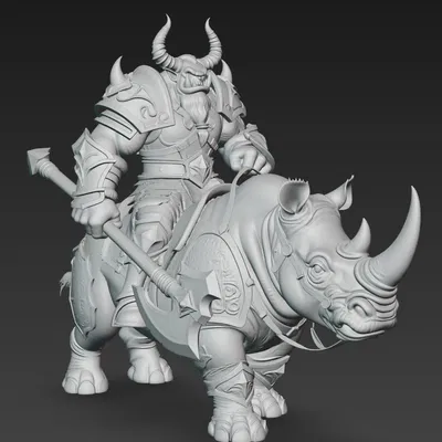 Mô hình Oger Chiến Binh Cưỡi Tê Giác Độc Đáo cho In 3D