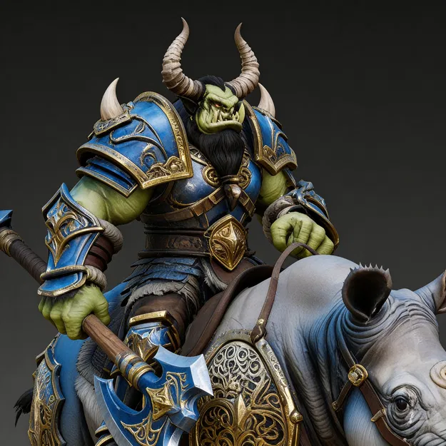 Mô hình Oger Chiến Binh Cưỡi Tê Giác Độc Đáo cho In 3D - Image 2