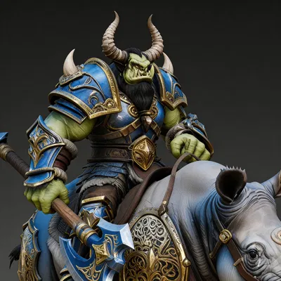 Mô hình Oger Chiến Binh Cưỡi Tê Giác Độc Đáo cho In 3D