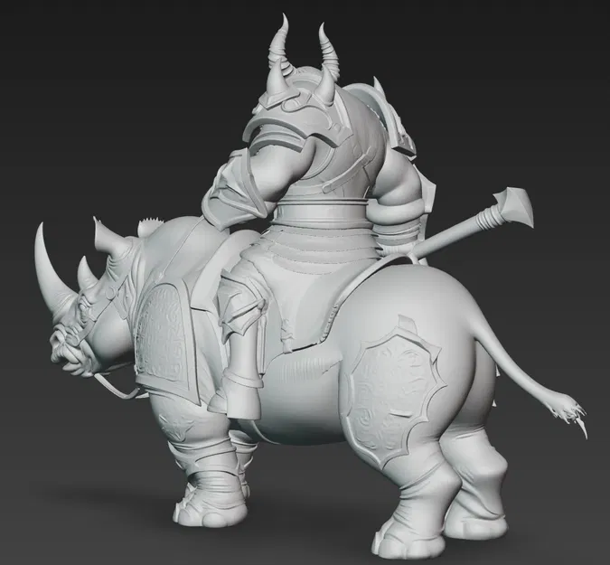 Mô hình Oger Chiến Binh Cưỡi Tê Giác Độc Đáo cho In 3D - Image 3