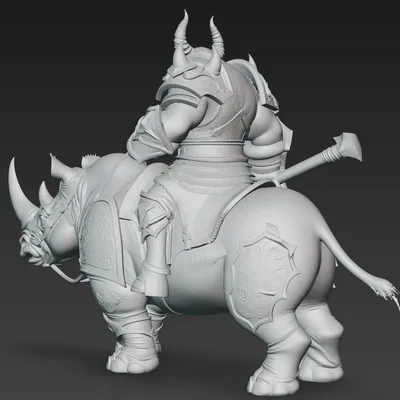 Mô hình Oger Chiến Binh Cưỡi Tê Giác Độc Đáo cho In 3D