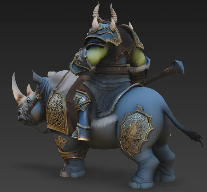 Mô hình Oger Chiến Binh Cưỡi Tê Giác Độc Đáo cho In 3D - Image 5