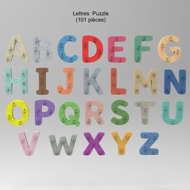 Bộ Chữ Cái Ghép Hình Alphabet Puzzle - Đồ Chơi Giáo Dục In 3D - Image 1