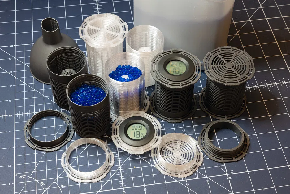 Hộp chứa hạt hút ẩm tích hợp ẩm kế cho cuộn nhựa in 3D - Image 1