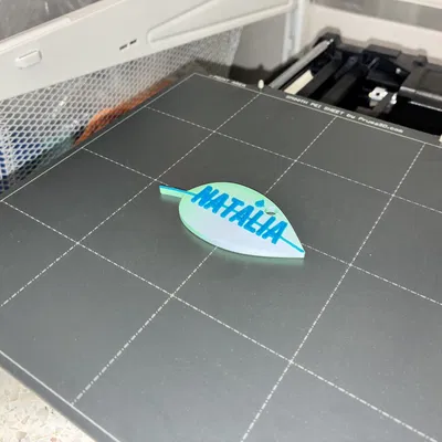 Móc khóa hình lá Natalia - Thẻ tên thiên nhiên & Phụ kiện treo túi (Không support, test trên Prusa Mini)