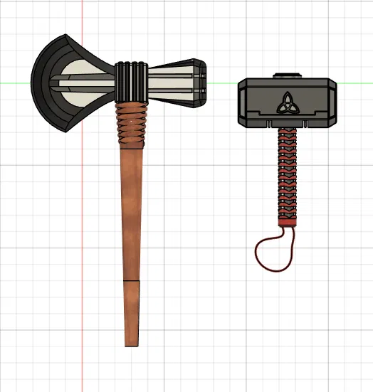 Mô hình 3D bộ đôi búa Thor Mjolnir và Stormbreaker cực chất - Image 1