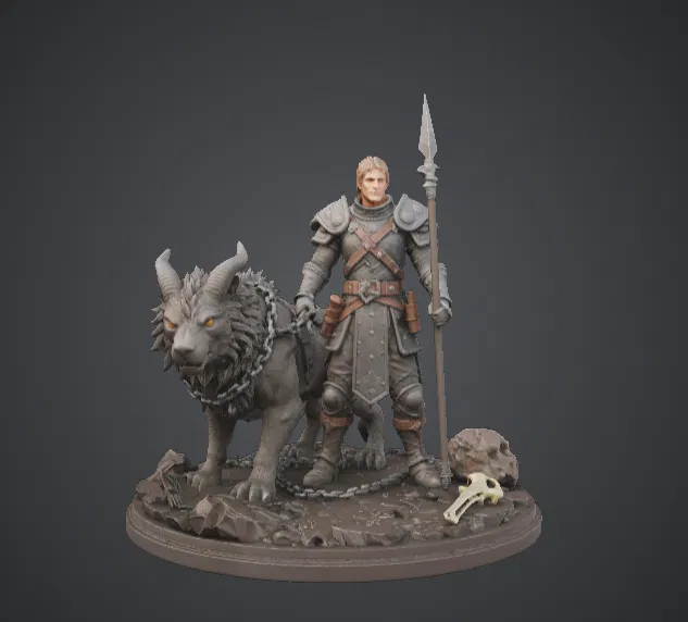 Chiến binh Fantasy và Sói Dire – Thợ săn giáp trụ cùng mãnh thú đồng hành - Image 1