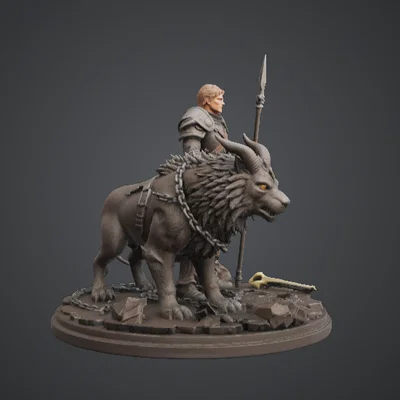 Chiến binh Fantasy và Sói Dire – Thợ săn giáp trụ cùng mãnh thú đồng hành