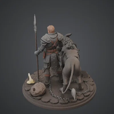 Chiến binh Fantasy và Sói Dire – Thợ săn giáp trụ cùng mãnh thú đồng hành